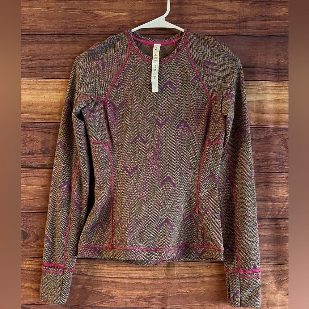Lululemon Swiftly Tech Long Sleeve 2.0 Chevron Herringbone Magenta Purple Size 2 - Picture 2 of 13